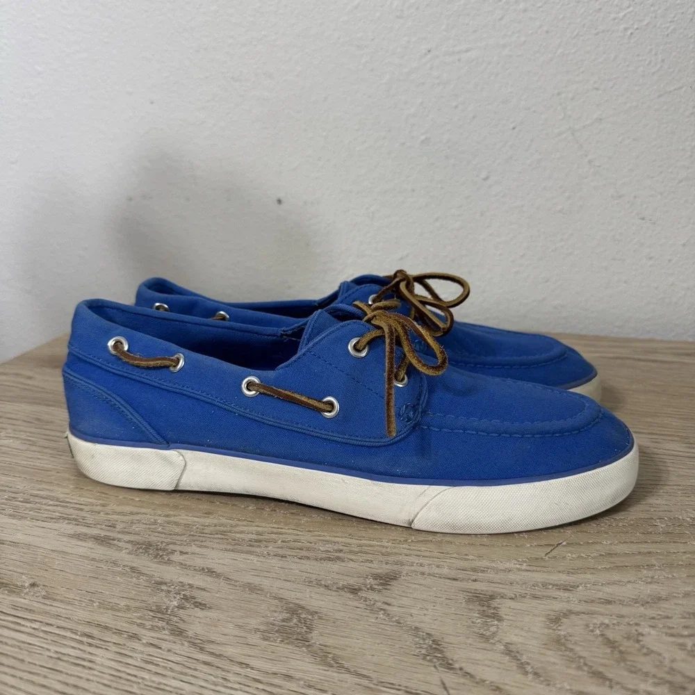 Polo Ralph Lauren Sander P Canvas Boat Shoes Moccasins Colby Blue Mens Size 10 D